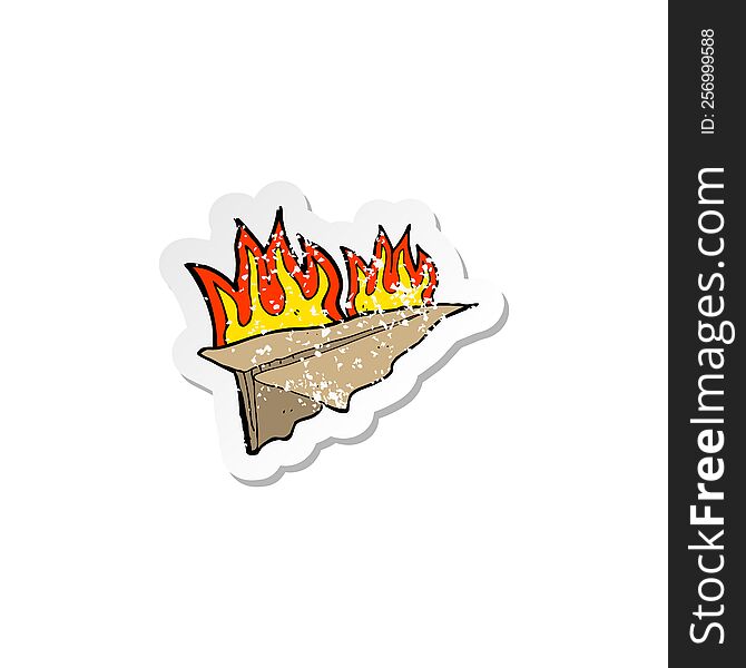 Retro Distressed Sticker Of A Cartoon Burning Paper Aeroplane