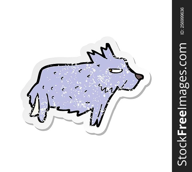 Retro Distressed Sticker Of A Cartoon Terrier