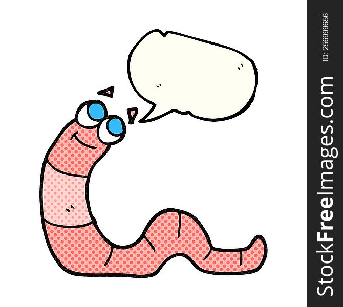 freehand drawn comic book speech bubble cartoon worm