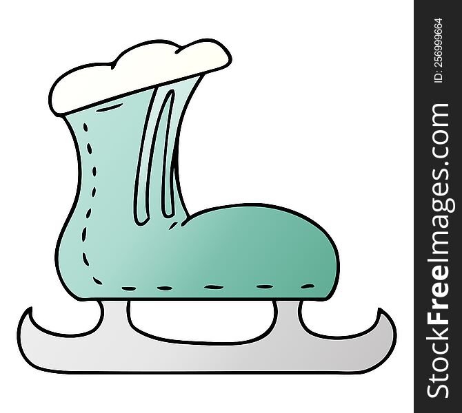 Gradient Cartoon Doodle Of An Ice Skate Boot