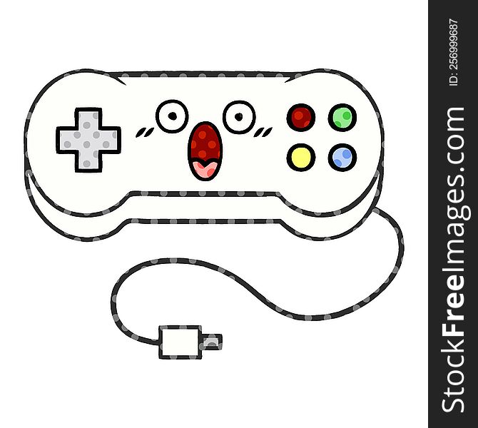comic book style cartoon of a game controller