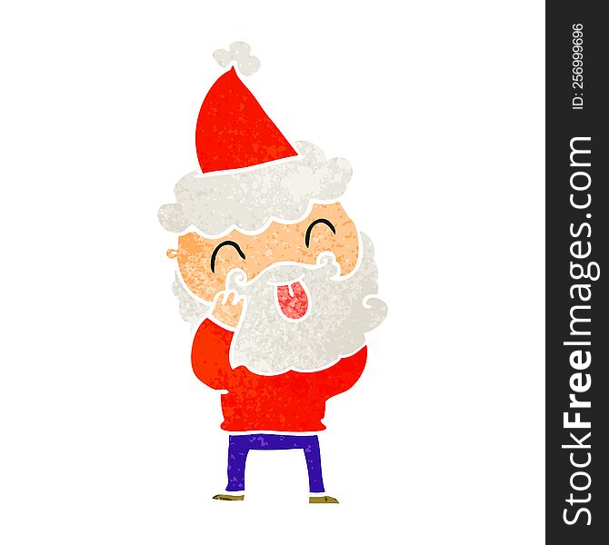 Man With Beard Sticking Out Tongue Wearing Santa Hat