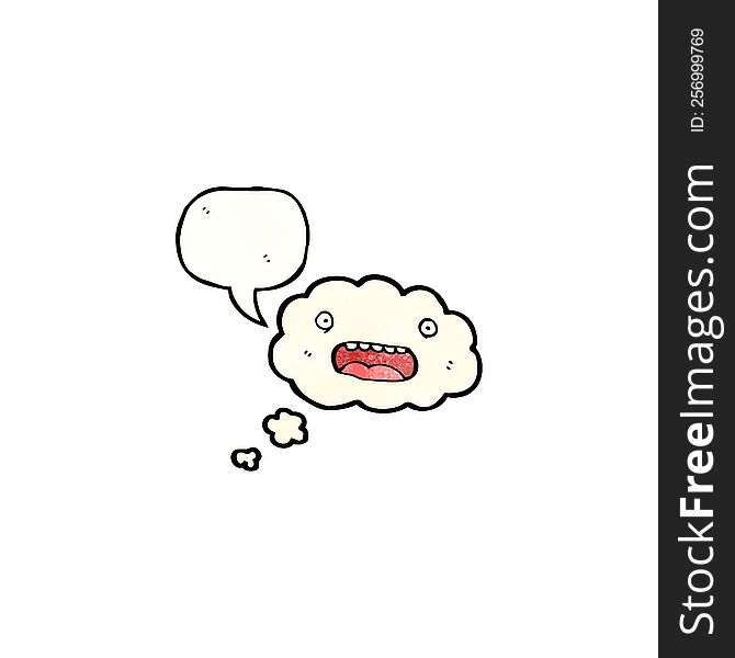 Retro Cloud Cartoon Character With Speech Bubble