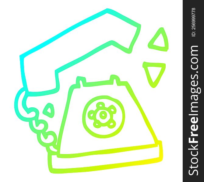 cold gradient line drawing of a cartoon retro telephone