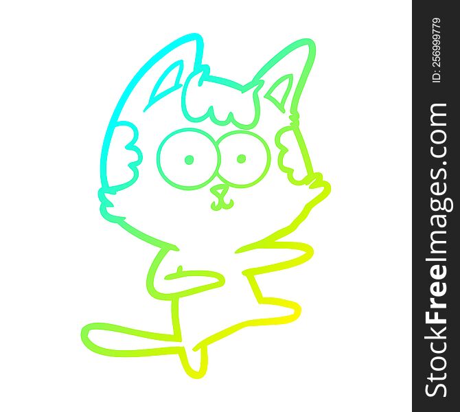 Cold Gradient Line Drawing Dancing Cartoon Cat