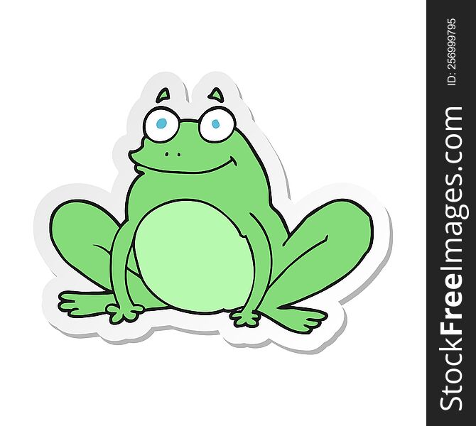 Sticker Of A Cartoon Happy Frog