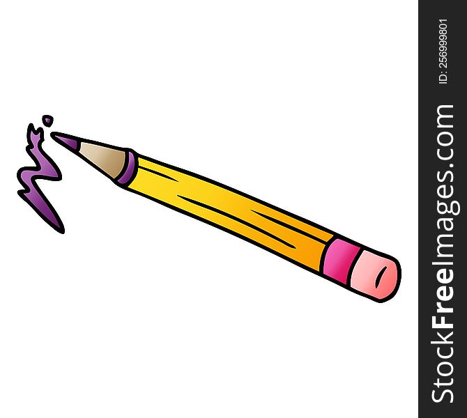 hand drawn gradient cartoon doodle of a coloured pencil