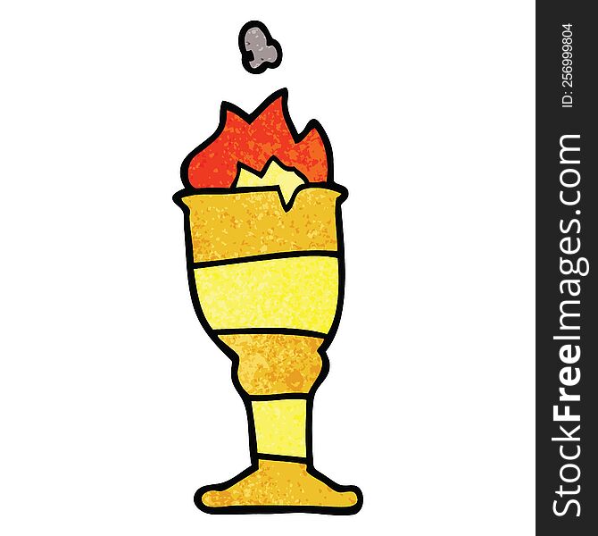 Cartoon Doodle Flaming Golden Cup