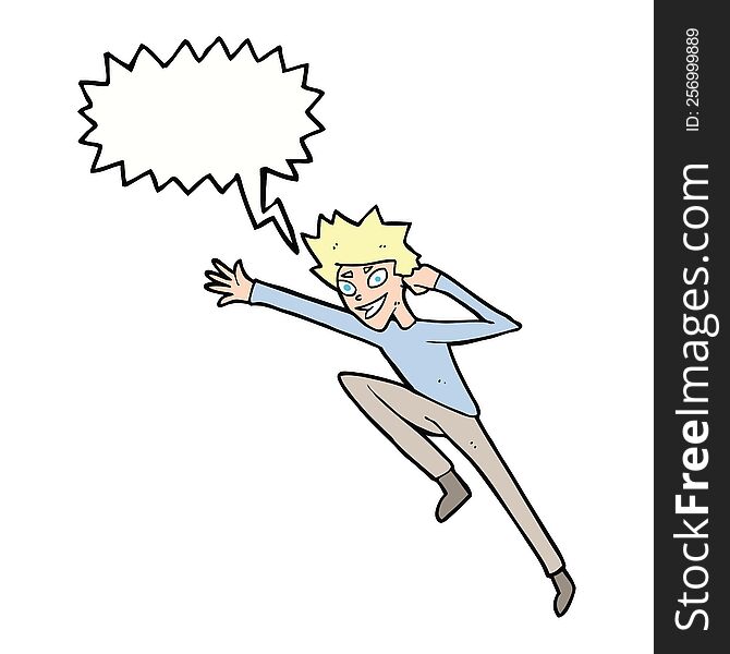 Cartoon Jumping Man With Speech Bubble