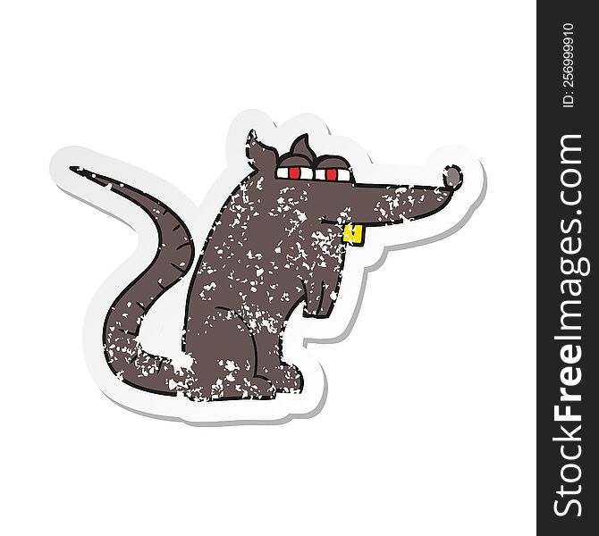 retro distressed sticker of a cartoon evil rat