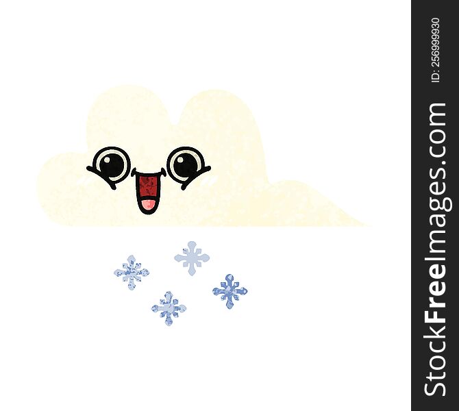 Retro Illustration Style Cartoon Snow Cloud