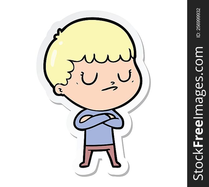sticker of a cartoon grumpy boy