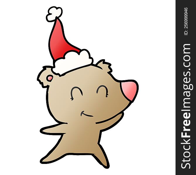 Female Bear Gradient Cartoon Of A Wearing Santa Hat