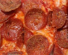 Closeup Of Pepperoni Pizza Stock Photo