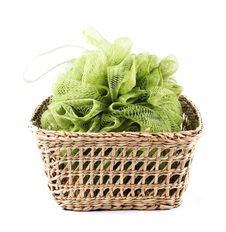 Green Bath Loofah In A Basket Royalty Free Stock Photos Green Bath Loofah In A Basket Royalty Free Stock Photos
