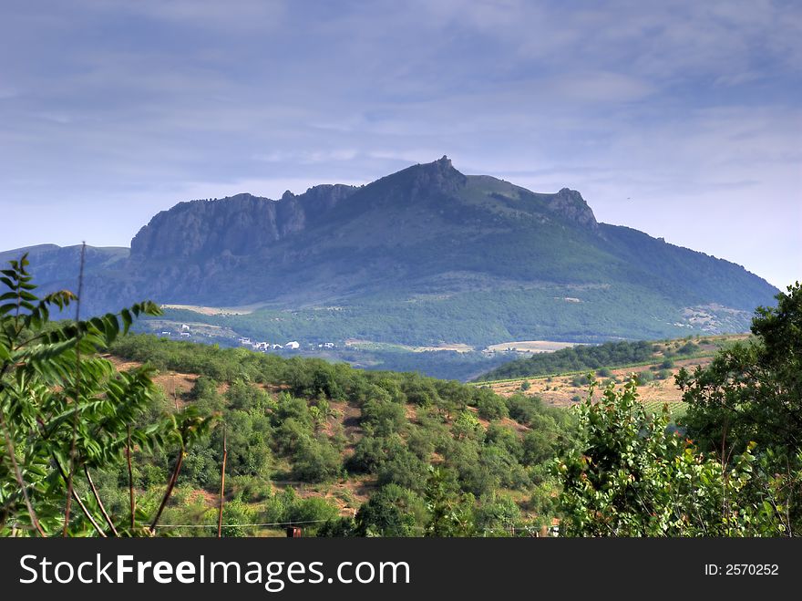 Crimean mountains with effective the sky and clouds. Crimean mountains with effective the sky and clouds