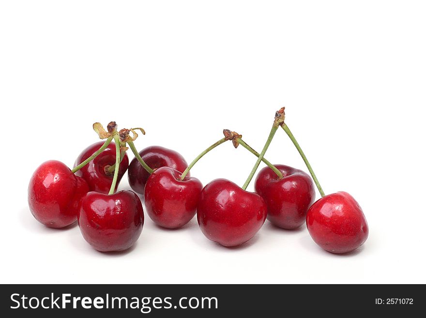 Cherries on a white backgrond