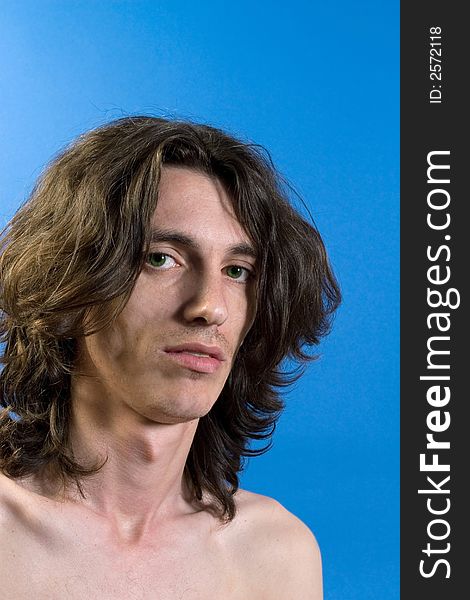 Long hair young man portrait