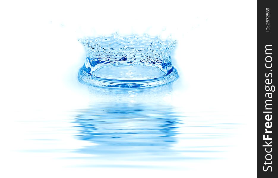 Frozen water drop with reflection, isolated on white background. Frozen water drop with reflection, isolated on white background.