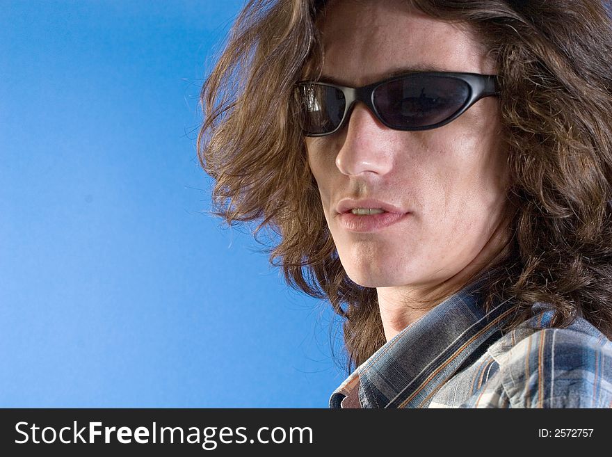Man with black sunglasses portrait
