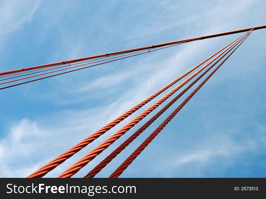 Red Steel Cables Pointing Upwards