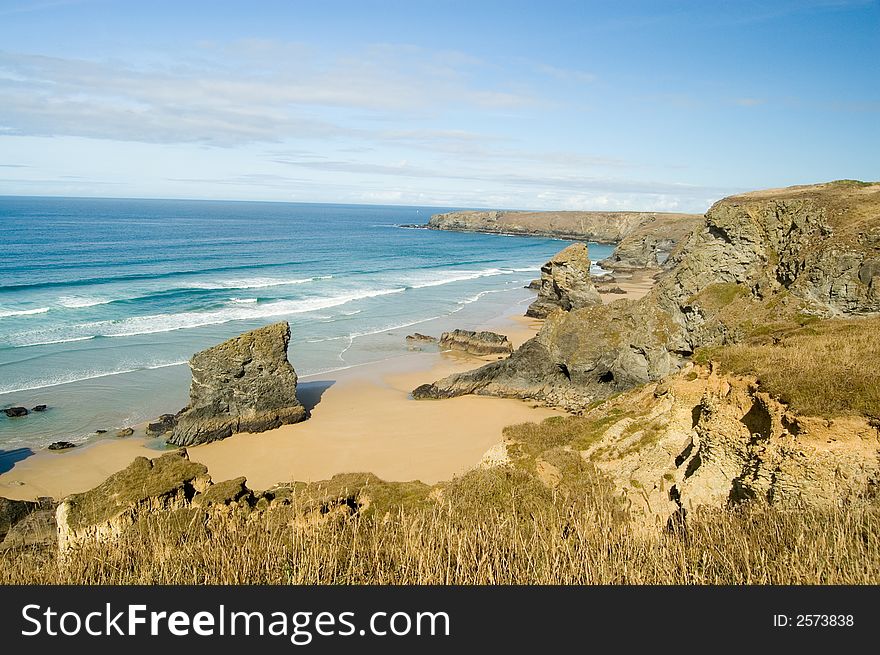 Bedruthin steps, near newquay, cornwall, united kingdom. Bedruthin steps, near newquay, cornwall, united kingdom.