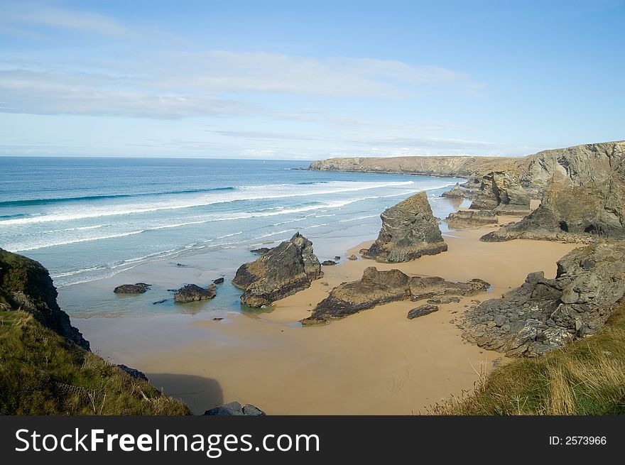 Bedruthin steps,
near newquay,
cornwall,
england,
united kingdom. Bedruthin steps,
near newquay,
cornwall,
england,
united kingdom.