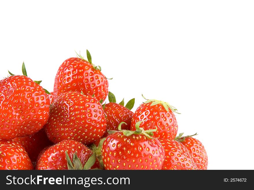 Stack of strawberry isolated over white with copyspace. Stack of strawberry isolated over white with copyspace