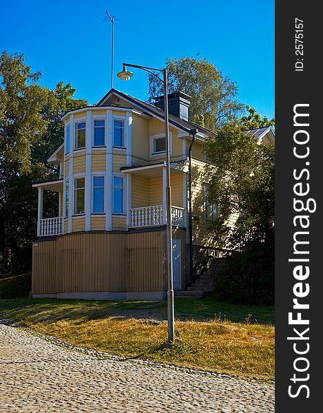 A wooden villa on suomenlinna island. A wooden villa on suomenlinna island