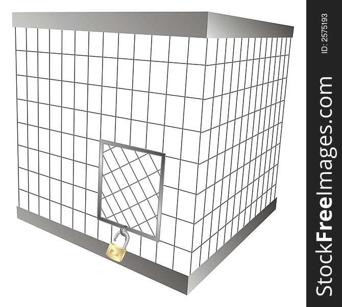 Art illustration: cage with a padlock