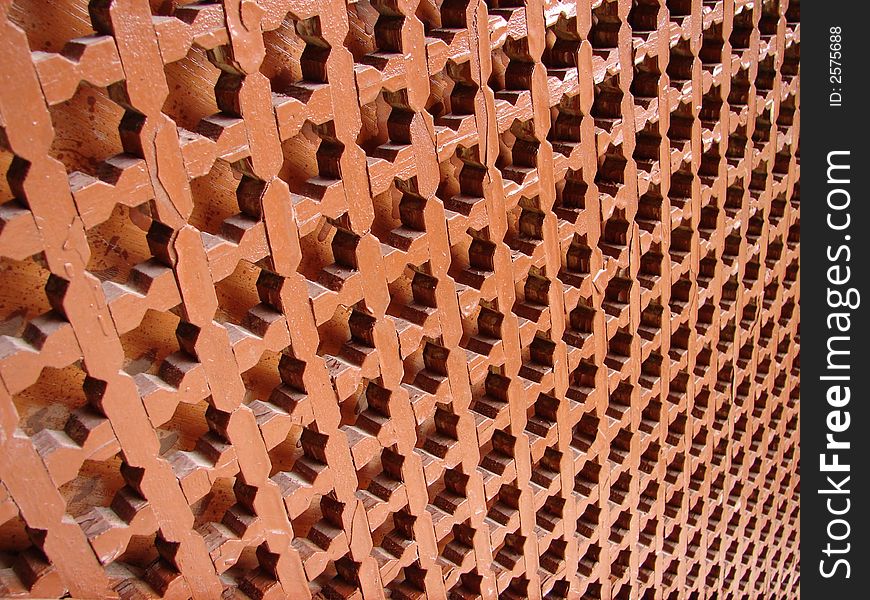 Futuristic brownish wood hole grid. Futuristic brownish wood hole grid