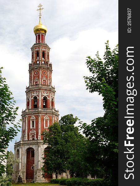 Bell tower of Novodevichiy monastery in Moscow. Bell tower of Novodevichiy monastery in Moscow