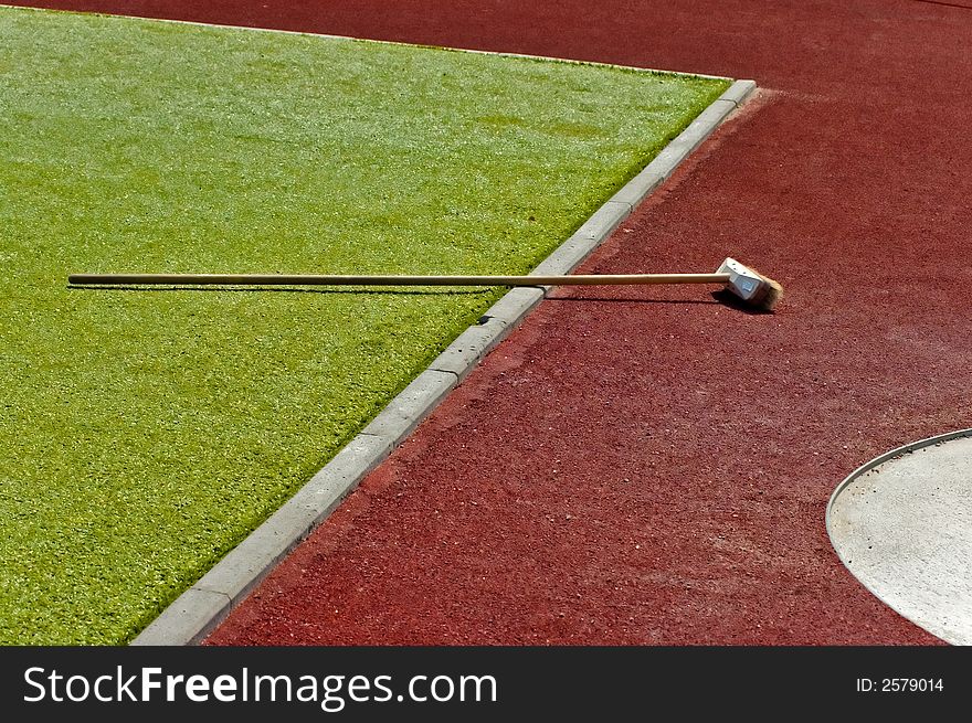 A brush on the ground to maintain sports field