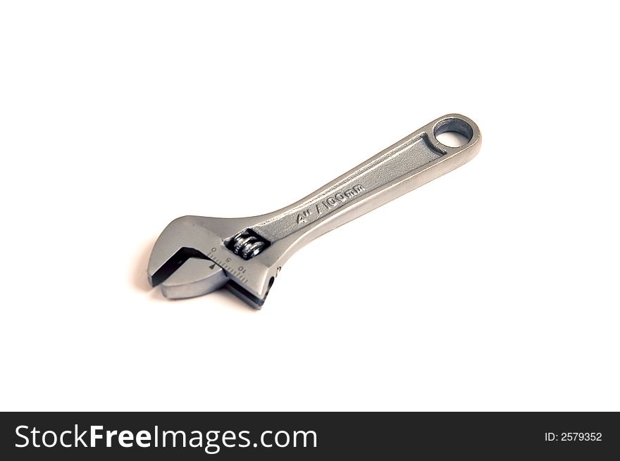 A metal wrench isolated on white