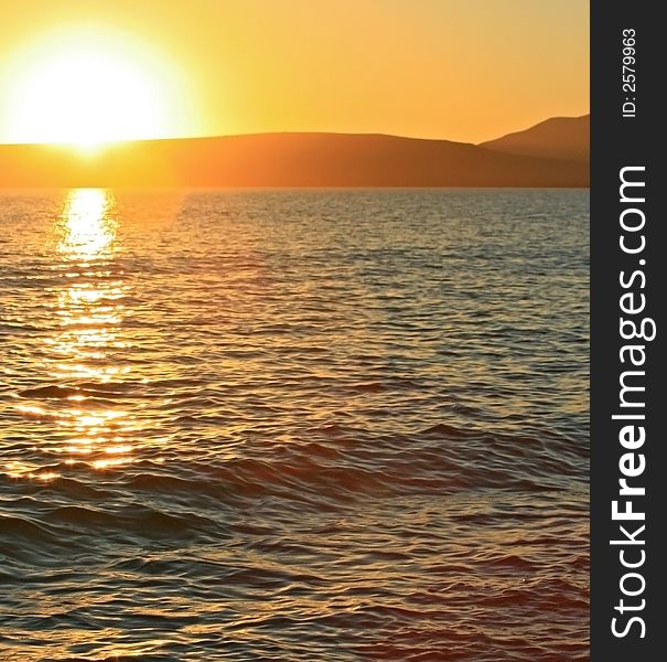 A sunset at Sterkfontein dam in South Africa. A sunset at Sterkfontein dam in South Africa