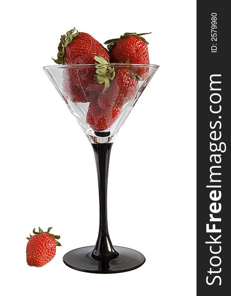 Strawberries in goblet on white