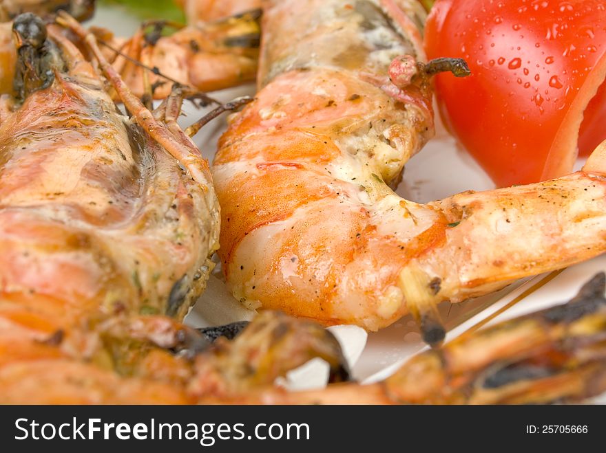 Shrimps  on white background