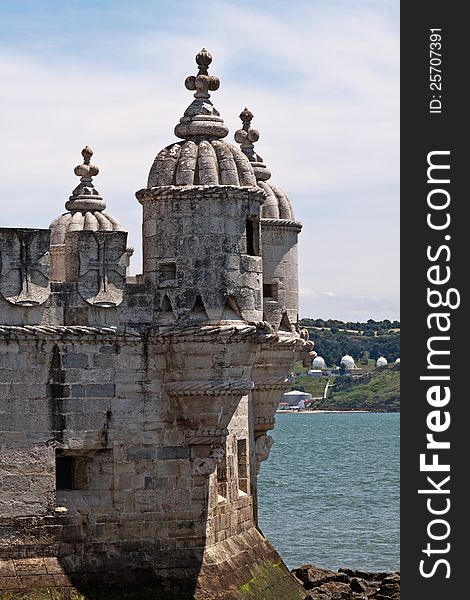 Fragment of Belem Tower (Torre de Belem) in Lisbon, Portugal. Fragment of Belem Tower (Torre de Belem) in Lisbon, Portugal