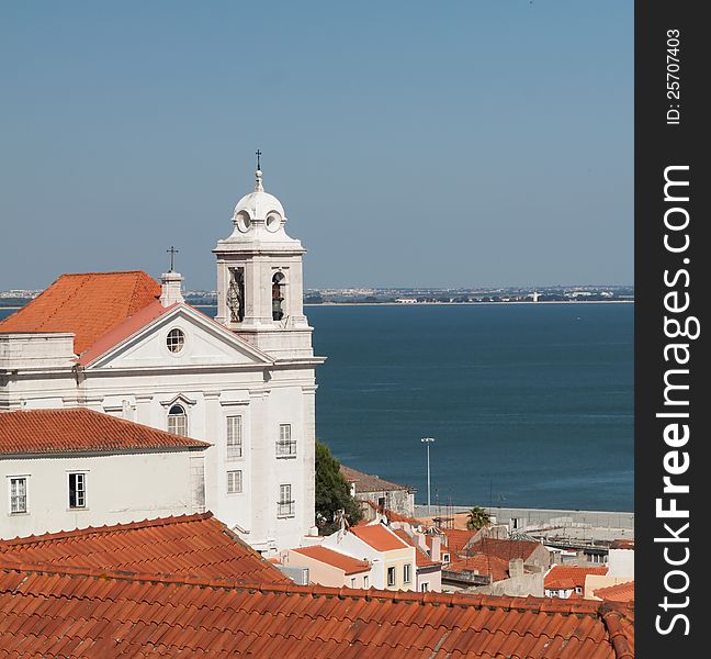 Church on riverbank in Alfama district, Lisbon. Church on riverbank in Alfama district, Lisbon