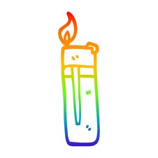 Rainbow Gradient Line Drawing Cartoon Disposable Lighter Royalty Free Stock Images