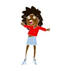 Cartoon Woman Having Trouble Walking In Heels Stock Image