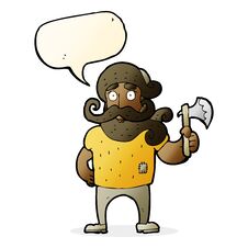 Free Cartoon Lumberjack With Axe With Speech Bubble Royalty Free Stock Image - 257003516