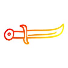 Warm Gradient Line Drawing Cartoon Curved Dagger Royalty Free Stock Image
