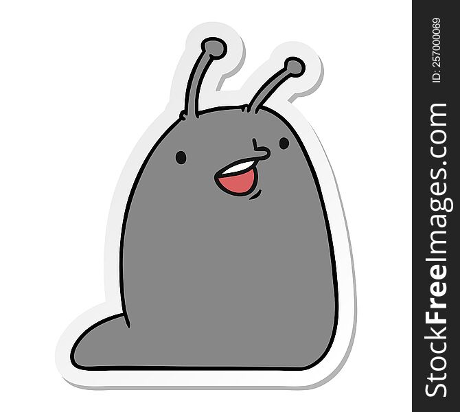 Sticker Cartoon Of A Cute Kawaii Slug