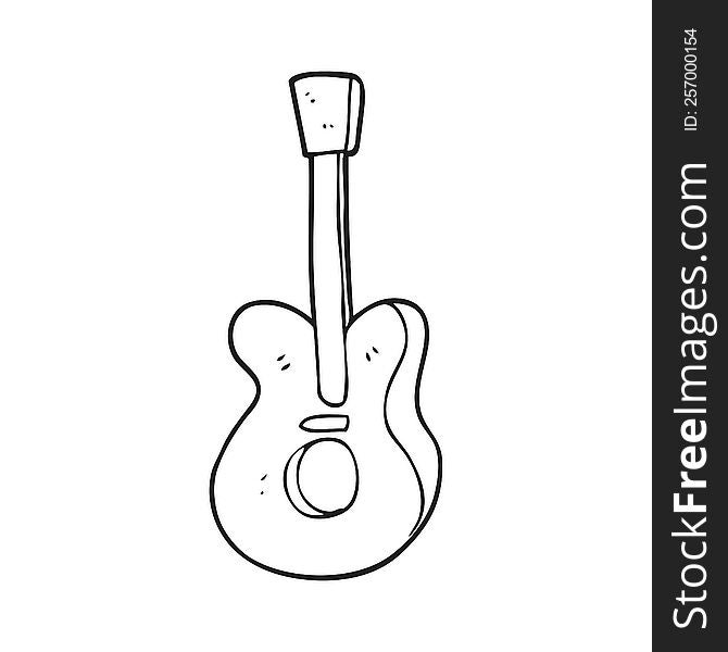 freehand drawn black and white cartoon guitar