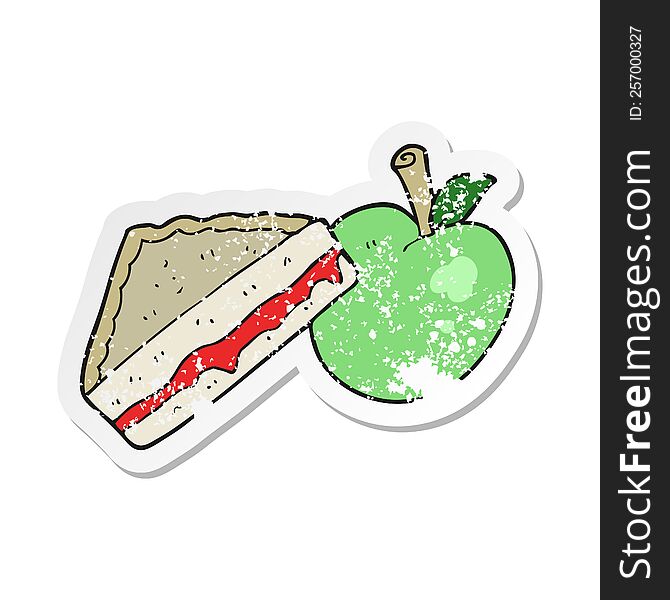 retro distressed sticker of a cartoon packed lunch