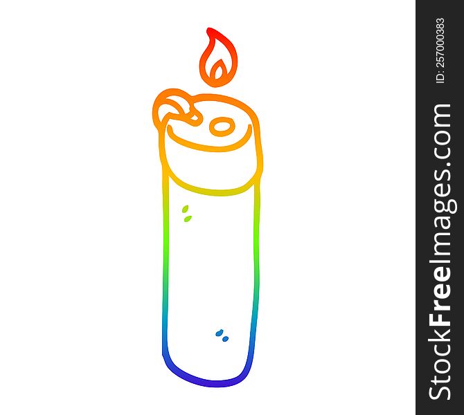 rainbow gradient line drawing of a cartoon disposable lighter