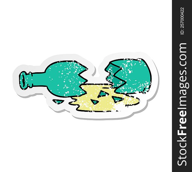 Distressed Sticker Cartoon Doodle Of A Broken Bottle