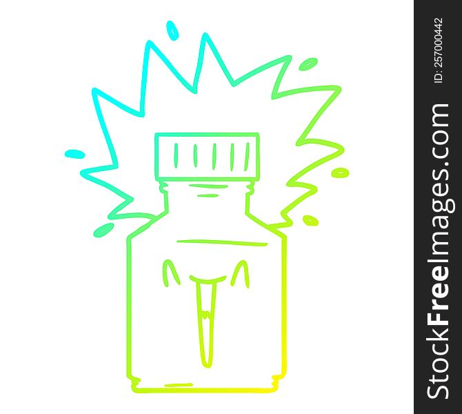 cold gradient line drawing of a cartoon pill jar