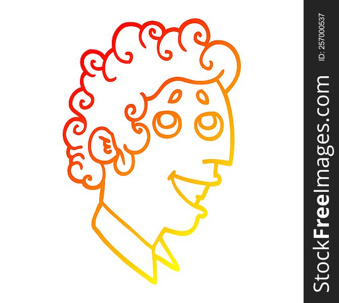 warm gradient line drawing of a cartoon man face